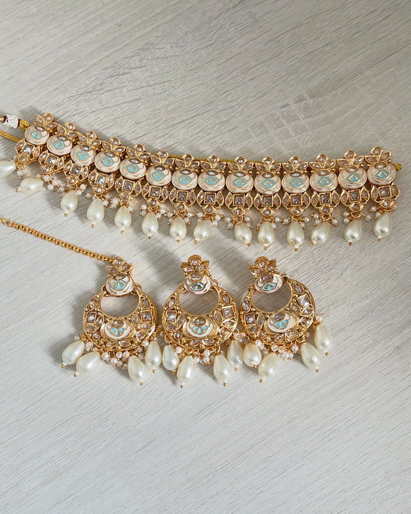 Ivory Meenakari Painted Choker Set