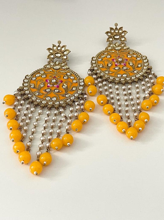 Statement Meenakari & Pearl Earrings