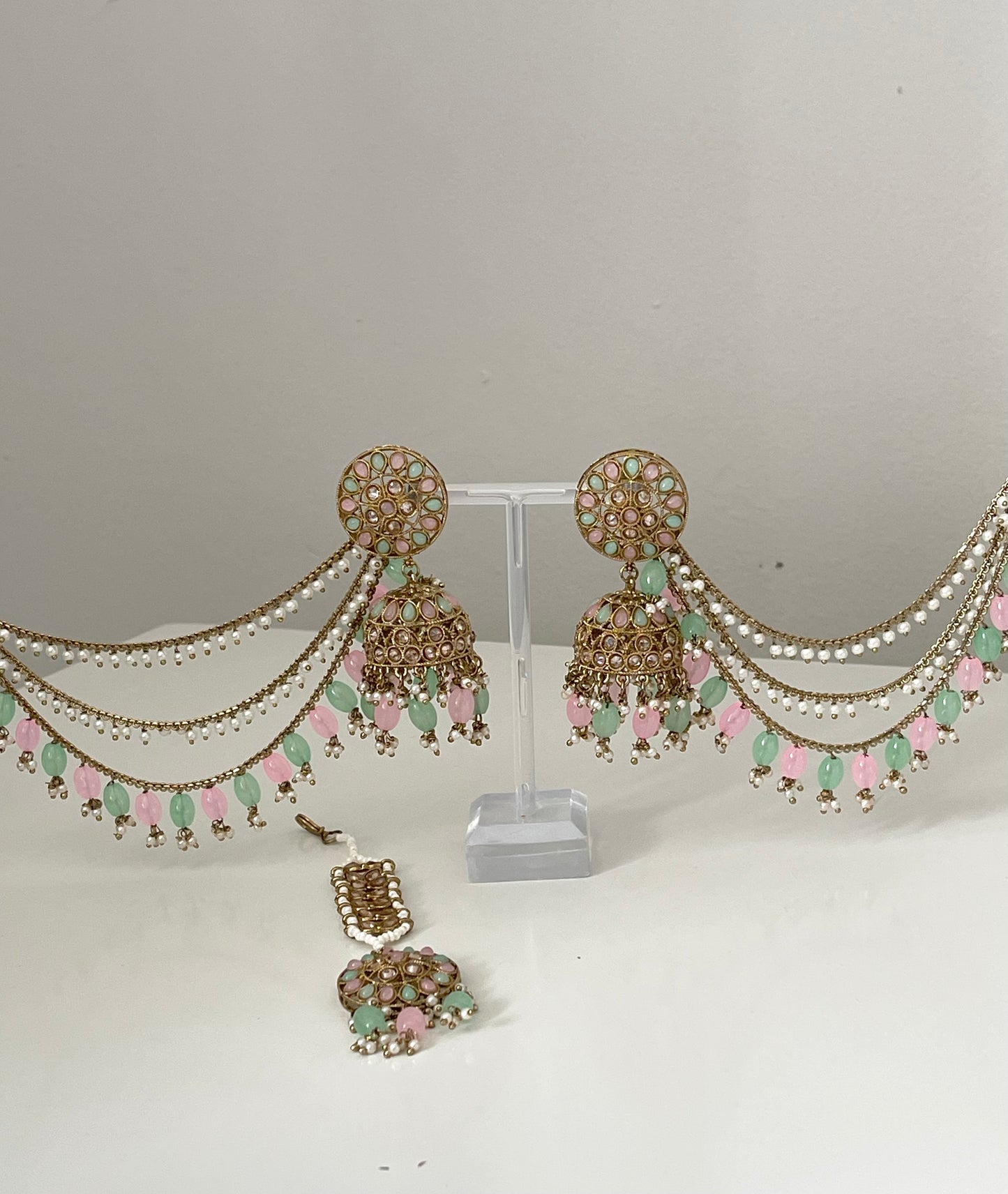 Jhumka Earrings with saharey & tikka