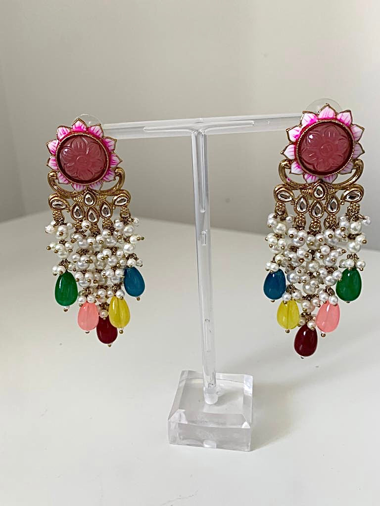 Meenakari Pearl Earrings