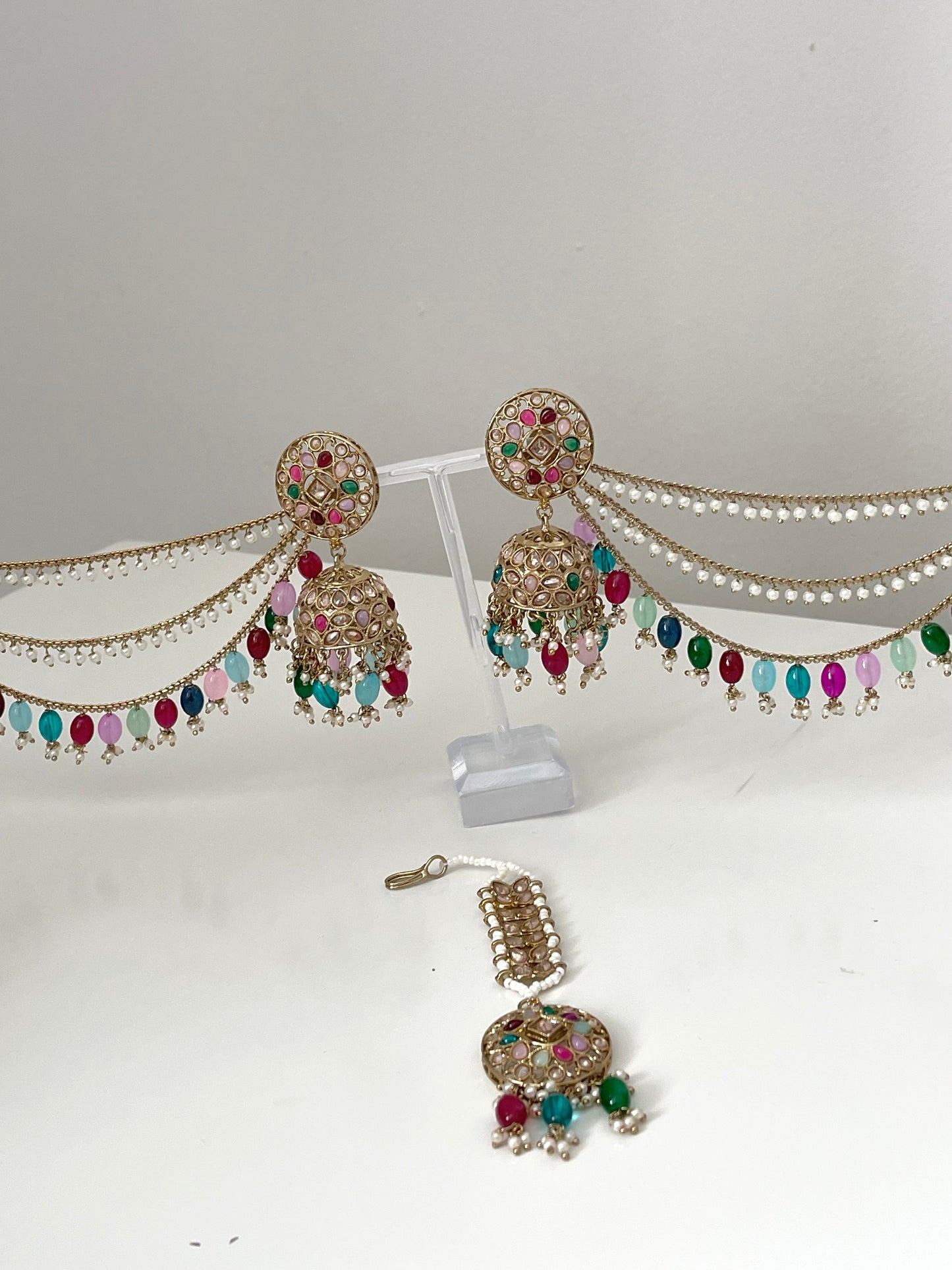 Jhumka Earrings with saharey & tikka