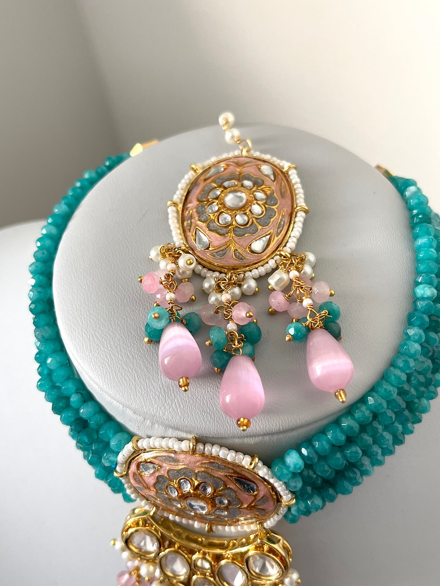 Teal & Pink Kundan Set