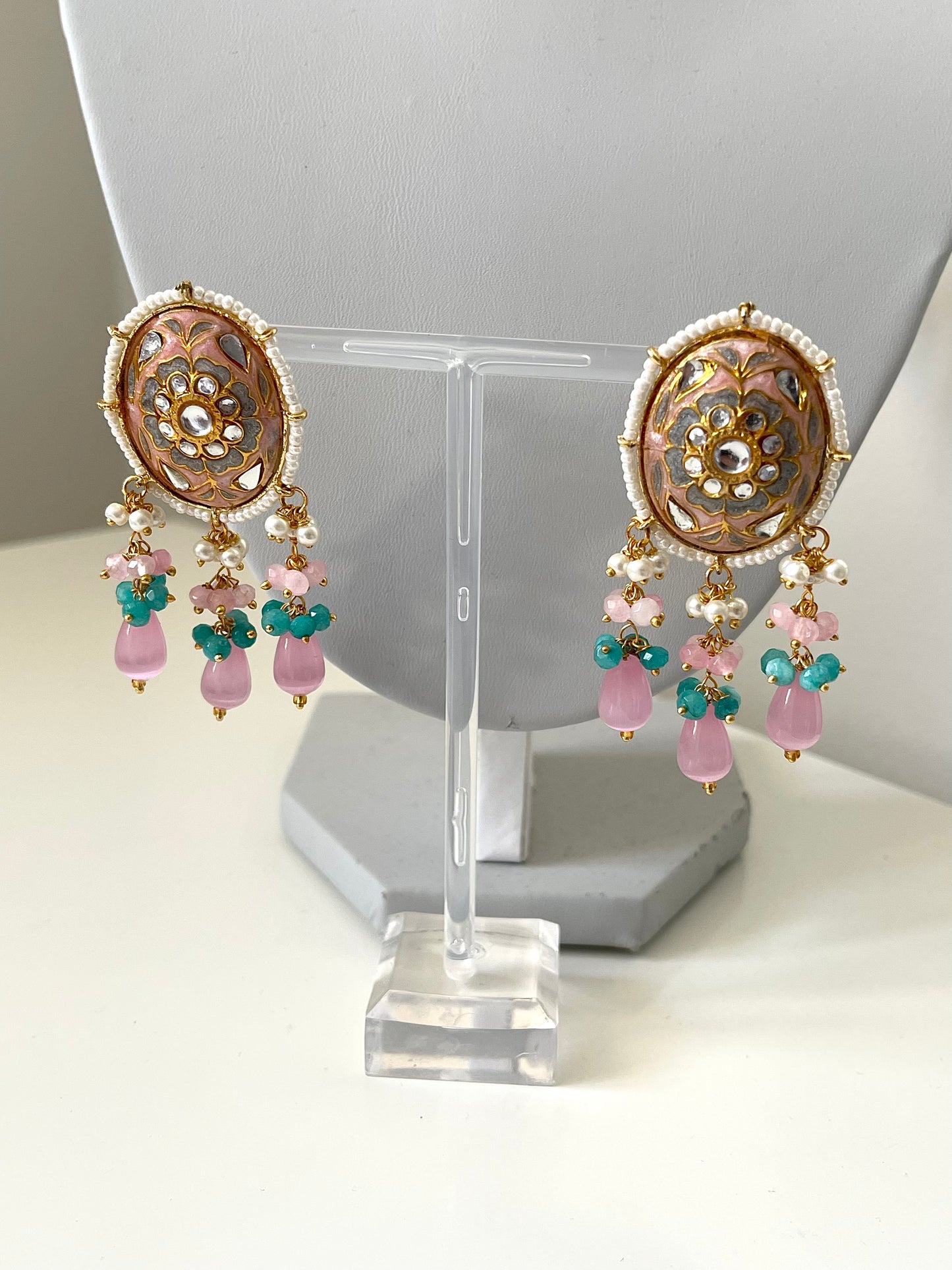 Teal & Pink Kundan Set