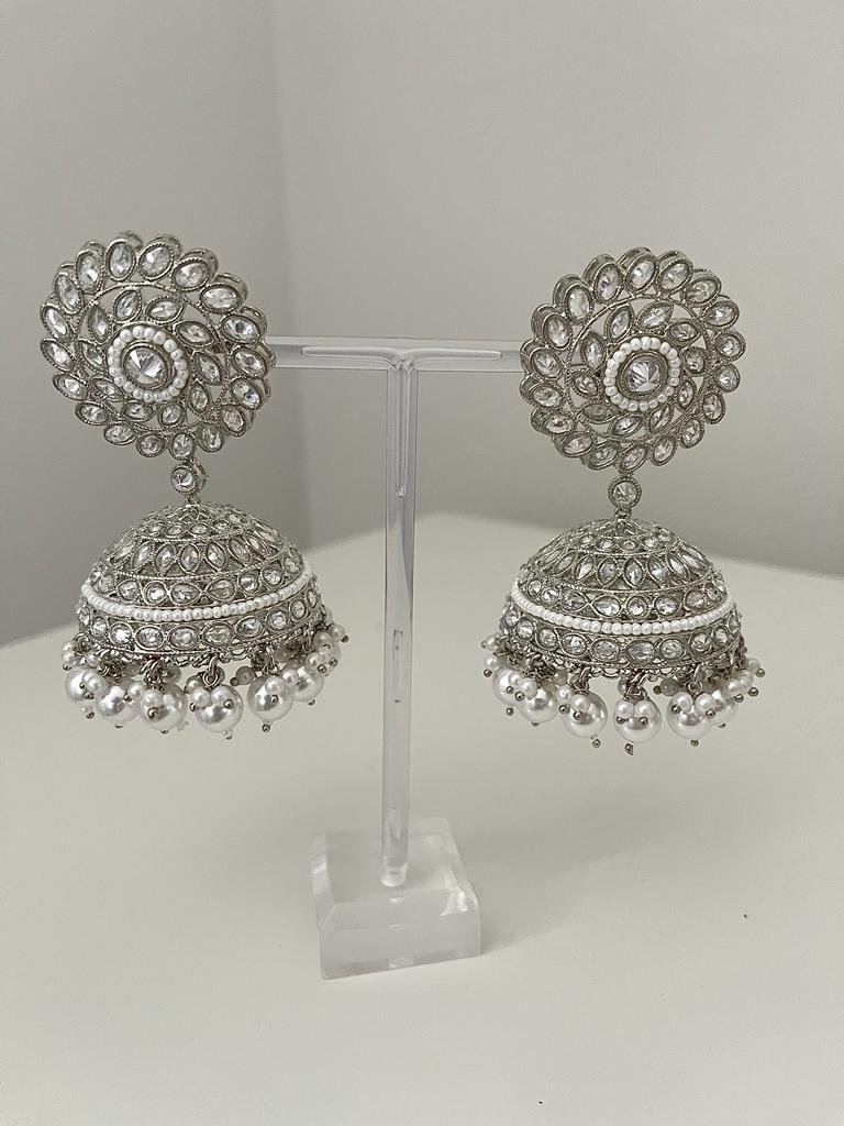 Statement Silver or Multicoloured Jhumka Earrings