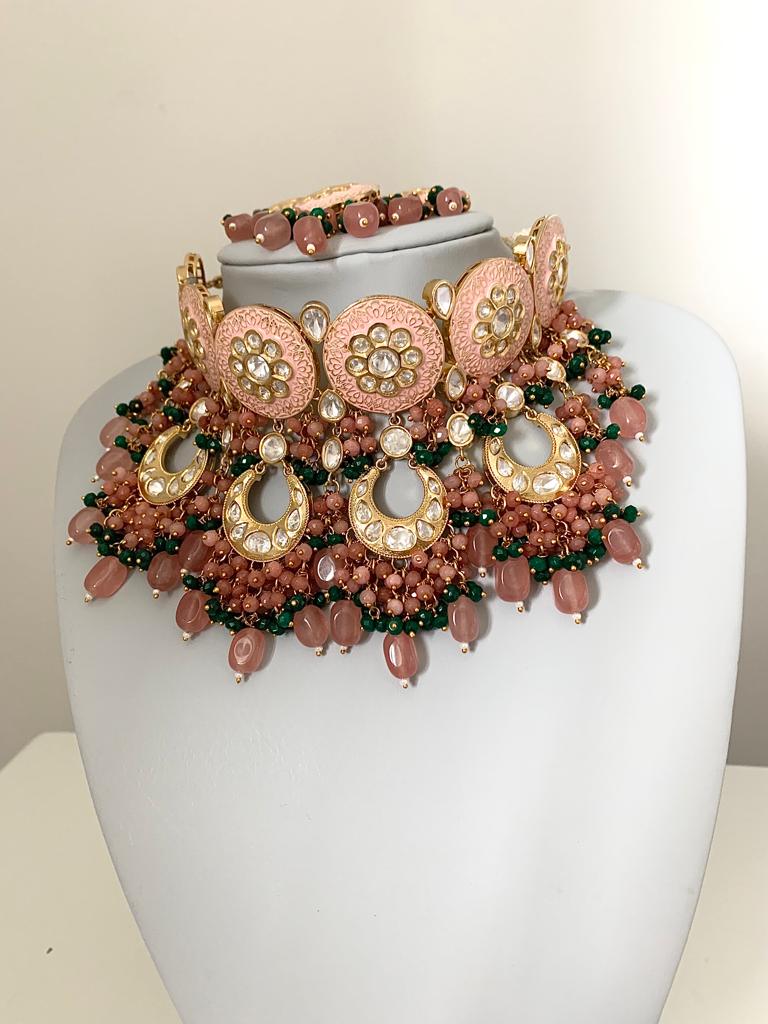 Bridal Peach Tyaani Kundan Set