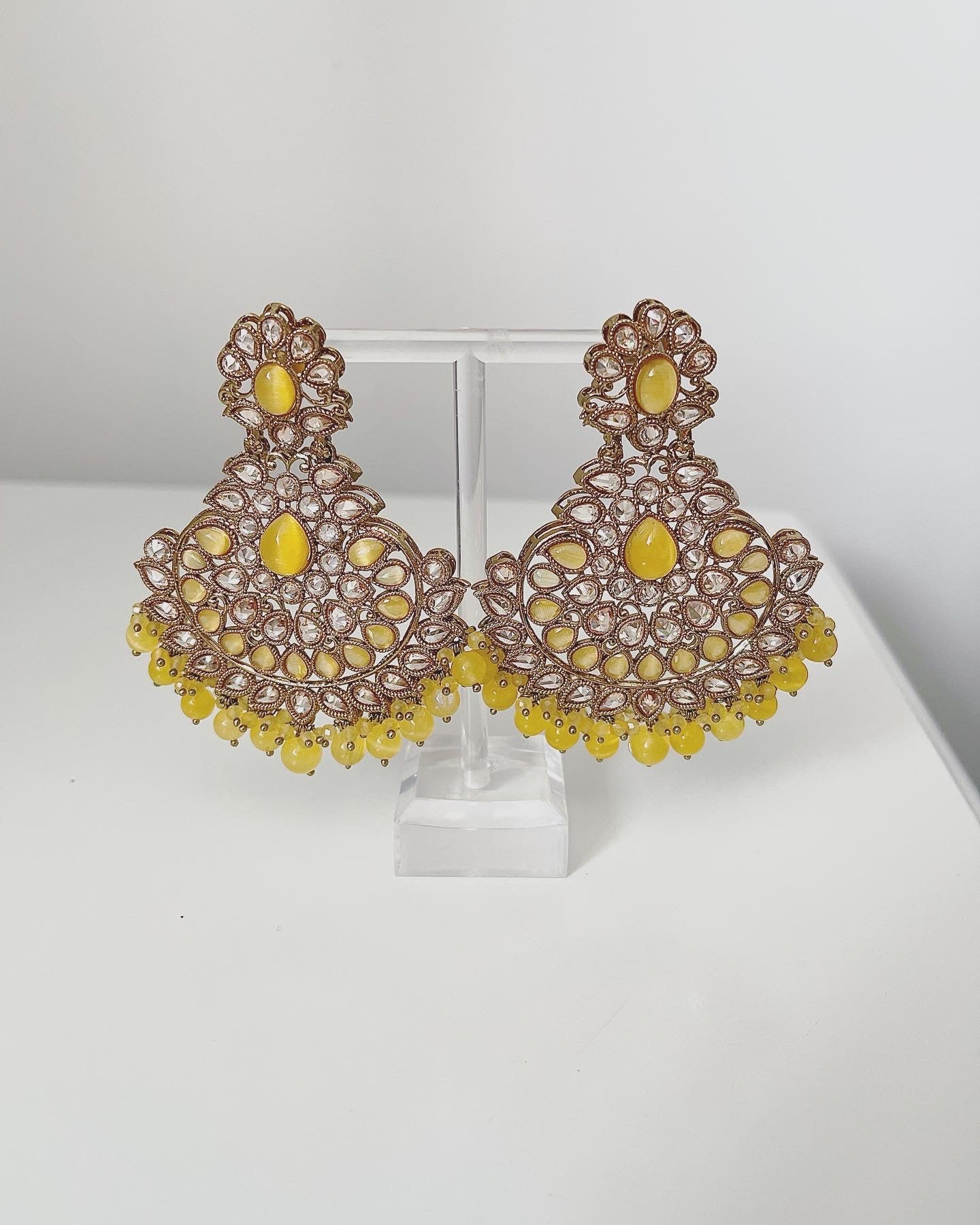 Polki Earrings with Monalisa Stones