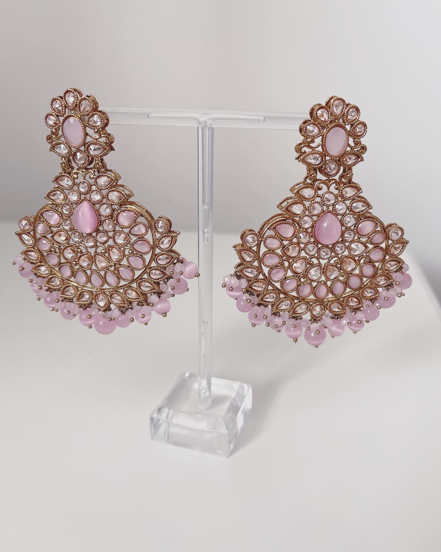 Polki Earrings with Monalisa Stones