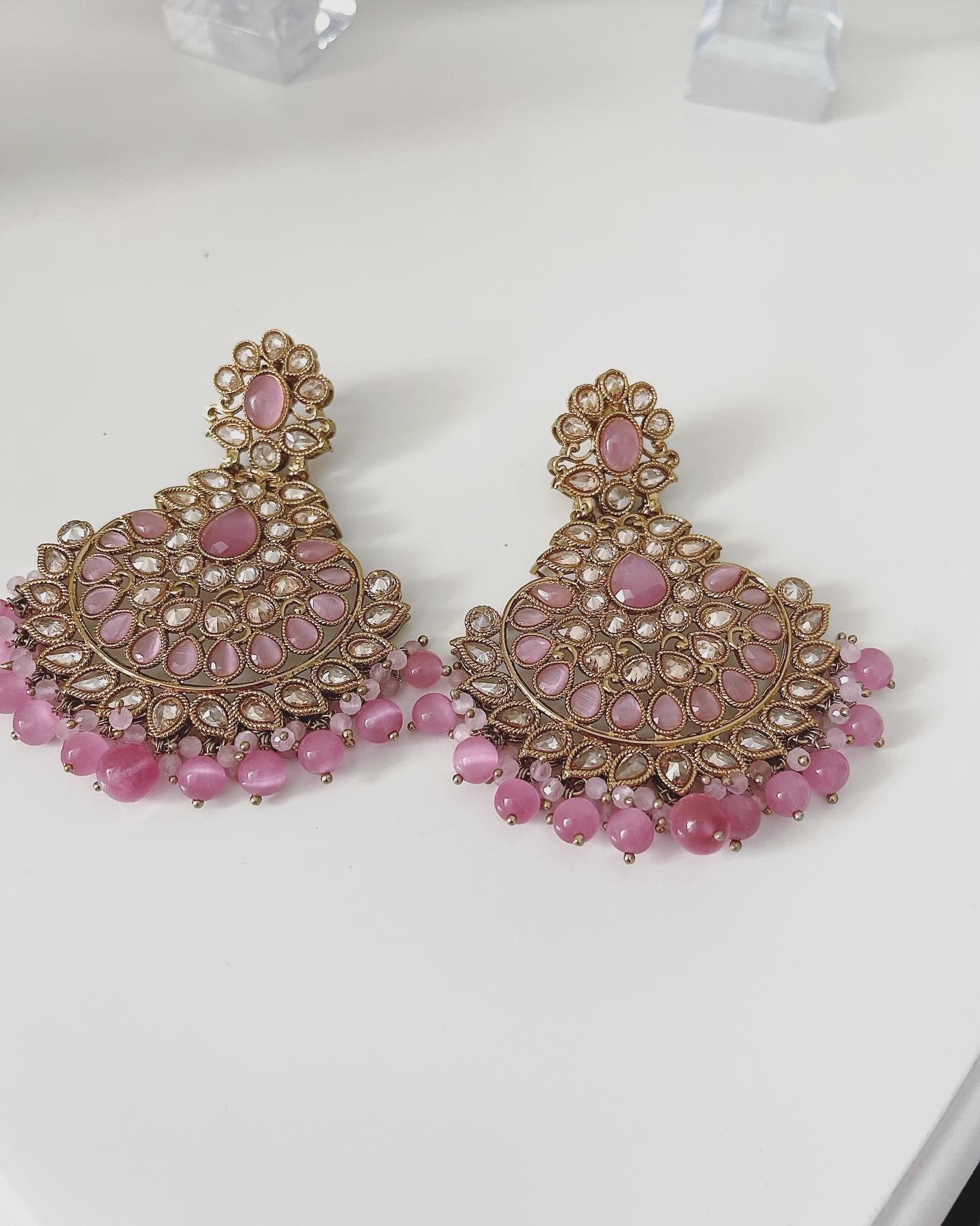 Polki Earrings with Monalisa Stones