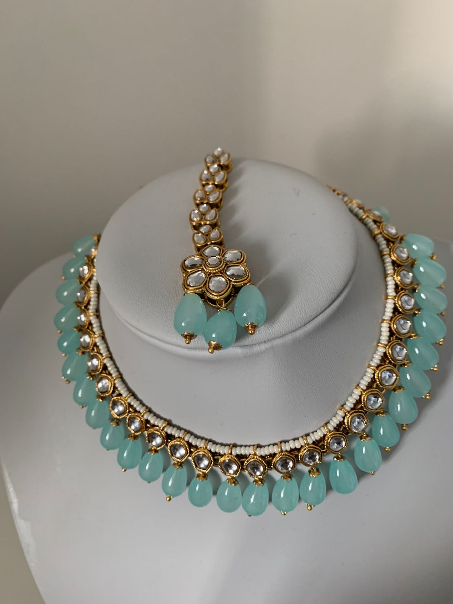 Mint Kundan Set