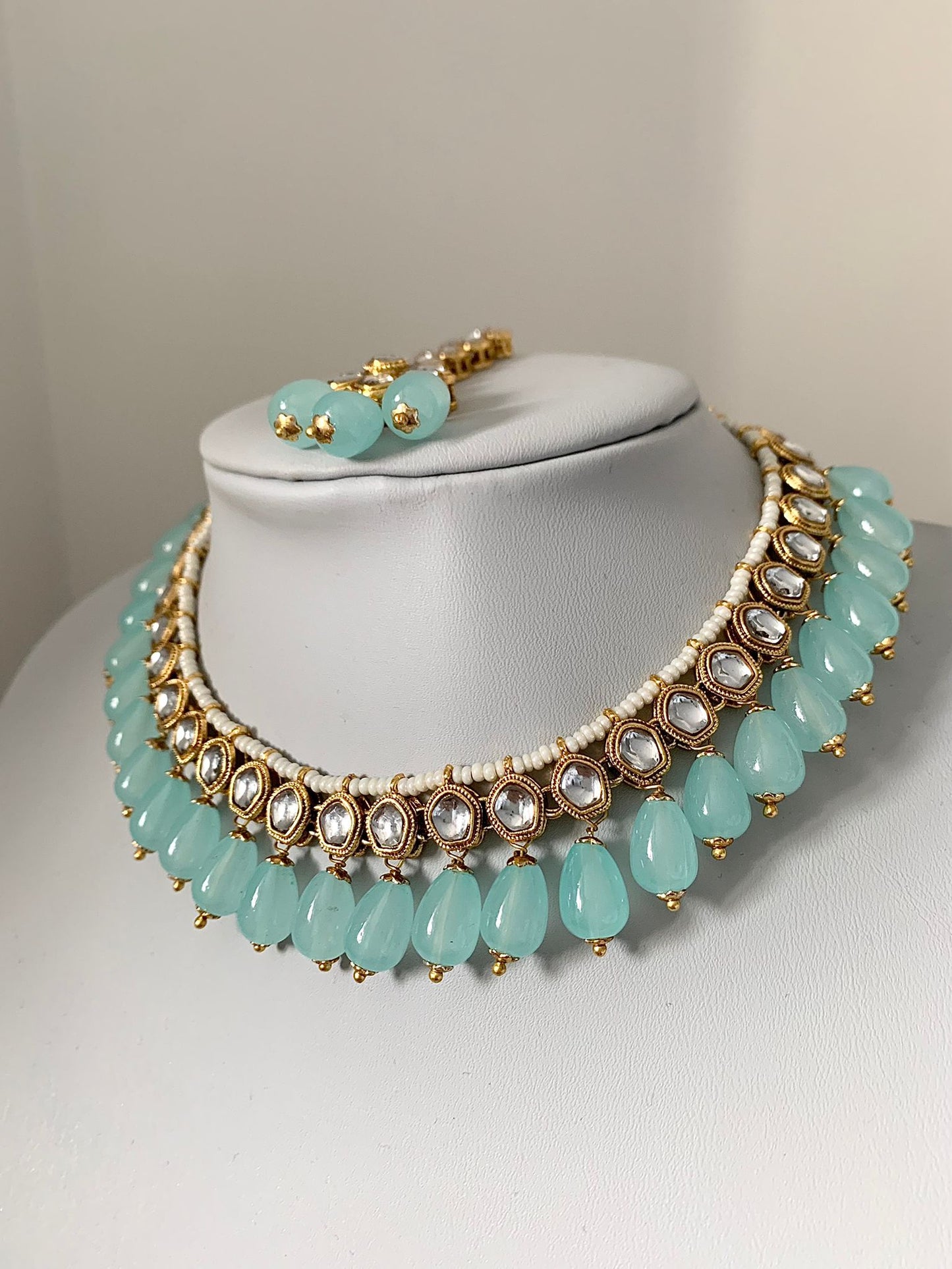 Mint Kundan Set