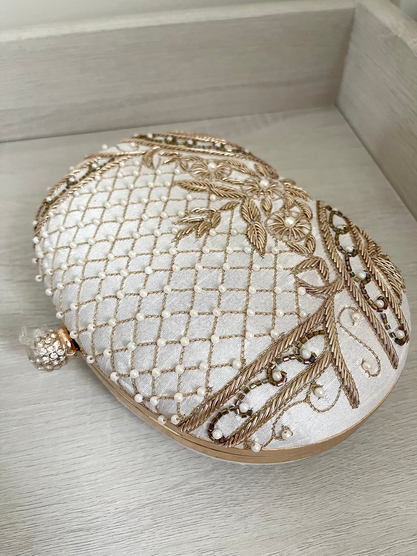 Silver Pearl Clutch